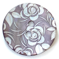 White Roses Etched on Taupe Shell, 5/8" or 13/16"