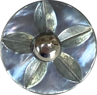 SIX Iridescent Gray Vintage Shell "Starflower" Buttons 3/4", Shank Back, Pack of 6, #VB-36