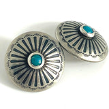 Blue Bead Agave Flower 13/16" Shank Back Nickel Silver Concho Button #SW-212