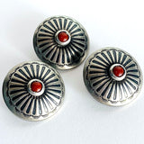 Red Bead Agave Flower 13/16" Shank Back Nickel Silver Concho Button #SW-213