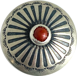 Red Bead Agave Flower 13/16" Shank Back Nickel Silver Concho Button #SW-213
