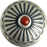 Red Bead Agave Flower 13/16" Shank Back Nickel Silver Concho Button #SW-213