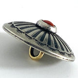 Red Bead Agave Flower 13/16" Shank Back Nickel Silver Concho Button #SW-213