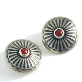 Red Bead Agave Flower 13/16" Shank Back Nickel Silver Concho Button #SW-213