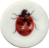 Ladybug Porcelain Button 1-1/8" 2-hole, Handmade