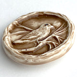Bird in Tree, Brown Art Stone Button by Susan Clarke 1-3/16" #SC-1057