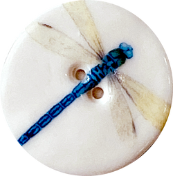 Dragonfly Porcelain Button 1-1/8" 2-hole, Handmade, London
