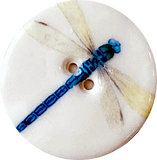 Dragonfly Porcelain Button 1-1/8" 2-hole, Handmade, London
