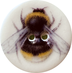 Bumble Bee Button, Handmade Porcelain 7/8"