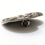 Re-Stocked, Heart with Magenta/Silver Swirls/Flowers Button by Susan Clarke 3/4" #SC-195