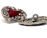 Re-Stocked, Heart with Magenta/Silver Swirls/Flowers Button by Susan Clarke 3/4" #SC-195