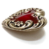 Re-Stocked, Heart with Magenta/Silver Swirls/Flowers Button by Susan Clarke 3/4" #SC-195