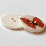 Getting Low, Red Butterfly Handmade Porcelain Button  15/16"