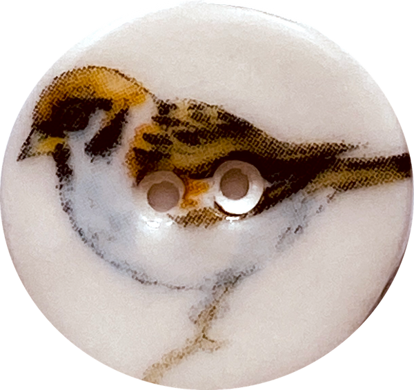 Running Low, Sparrow Bird Button, Porcelain 7/8" Handmade Ceramic