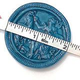 Peacock Painter, Blue Art Stone Button by Susan Clarke 2" #SC-2024