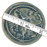 Last Ones, Peacock Painter, Mossy Teal Art Stone Button by Susan Clarke 2" #SC-2024-9