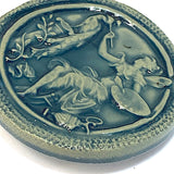 Last Ones, Peacock Painter, Mossy Teal Art Stone Button by Susan Clarke 2" #SC-2024-9