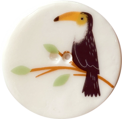 Toucan Large Handmade Porcelain Button 1-1/2"