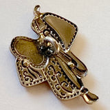 Saddle Button, Tiny Brown Metal 7/8" x 3/4" by Susan Clarke  #SC-673