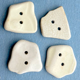 Beach Pottery Buttons, Set of 4 White 1",  #BCH-30