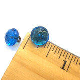 OUTLET ITEM, pack of THREE Tahoe Blue Vintage Faceted Glass Buttons, 3/8" # GL368
