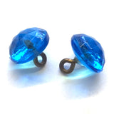 OUTLET ITEM, pack of THREE Tahoe Blue Vintage Faceted Glass Buttons, 3/8" # GL368