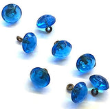 OUTLET ITEM, pack of THREE Tahoe Blue Vintage Faceted Glass Buttons, 3/8" # GL368