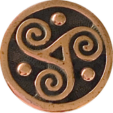 Triskele Button 5/8" Copper, Celtic Triskelion   From Tierra Cast  #6566-18