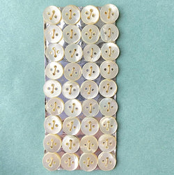 Old Card of 36 Tiny Vintage 4-Hole Pearl Off-White/Ivory Shell Buttons 8mm  #OT-118