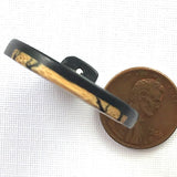 Black + Tan 1-3/16" Bamboo Dots and Stripes Natural Shank Back Artisan Button # SK-665