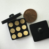 Black + Tan Dots "Domino" Bamboo Square Button, 15/16" or 1-1/8"