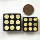 Black + Tan Dots "Domino" Bamboo Square Button, 15/16" or 1-1/8"