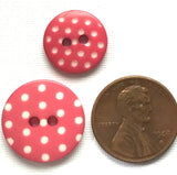 Dark Pink Solid or With White Dots Round Plastic Button, 9/16" or 11/16"
