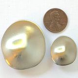 Amoeba Flying Saucer Button, Sleek Silver-Gold 7/8" or 1-1/2"