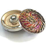 Purple + Silver Swirl Volcano Czech Glass Button 18mm/ 3/4"  # CZ 258