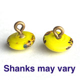 OUTLET ITEM, Pack of THREE Small Bright Yellow "Paint Splatters" Vintage Glass Buttons 3/8"  #GL390