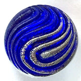 Yin Yang Sapphire Silver Paisley Czech Glass 18mm / 3/4"  # CZ 219