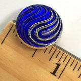 Yin Yang Sapphire Silver Paisley Czech Glass 18mm / 3/4"  # CZ 219
