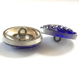 Yin Yang Sapphire Silver Paisley Czech Glass 18mm / 3/4"  # CZ 219