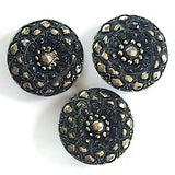 Sparkly Black Mandala Czech Glass 18mm / 3/4"  # CZ 221