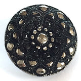 Sparkly Black Mandala Czech Glass 18mm / 3/4"  # CZ 221