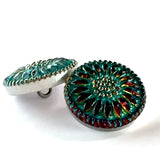 Ruby Turquoise Czech Glass Daisy 18mm 3/4" # CZ-110