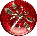 Dragonfly Czech Glass Button, Bright Red 18mm / 3/4"  # CZ 042-1