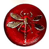 Dragonfly Czech Glass Button, Bright Red 18mm / 3/4"  # CZ 042-1