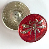 Dragonfly Czech Glass Button, Bright Red 18mm / 3/4"  # CZ 042-1