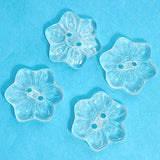 Vintage Glass Clear Snowflake Flower-Shape Button 3/4"  Pack of TWO  #OT-125