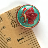 Red + Teal Butterfly Czech Glass 18mm / 3/4"  # CZ 084
