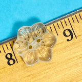 Vintage Glass Clear Snowflake Flower-Shape Button 3/4"  Pack of TWO  #OT-125