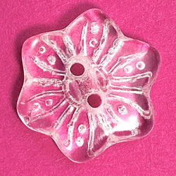 Vintage Glass Clear Snowflake Flower-Shape Button 3/4"  Pack of TWO  #OT-125