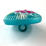 Bright Blue + Pink Pincushion Flower Czech Glass 18mm / 3/4"  # CZ 061